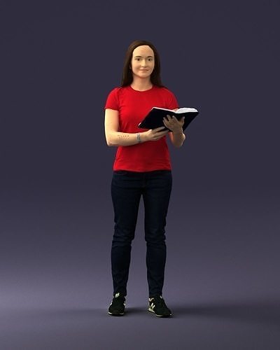 Girl with book 0121 3D Print Ready 3D print model