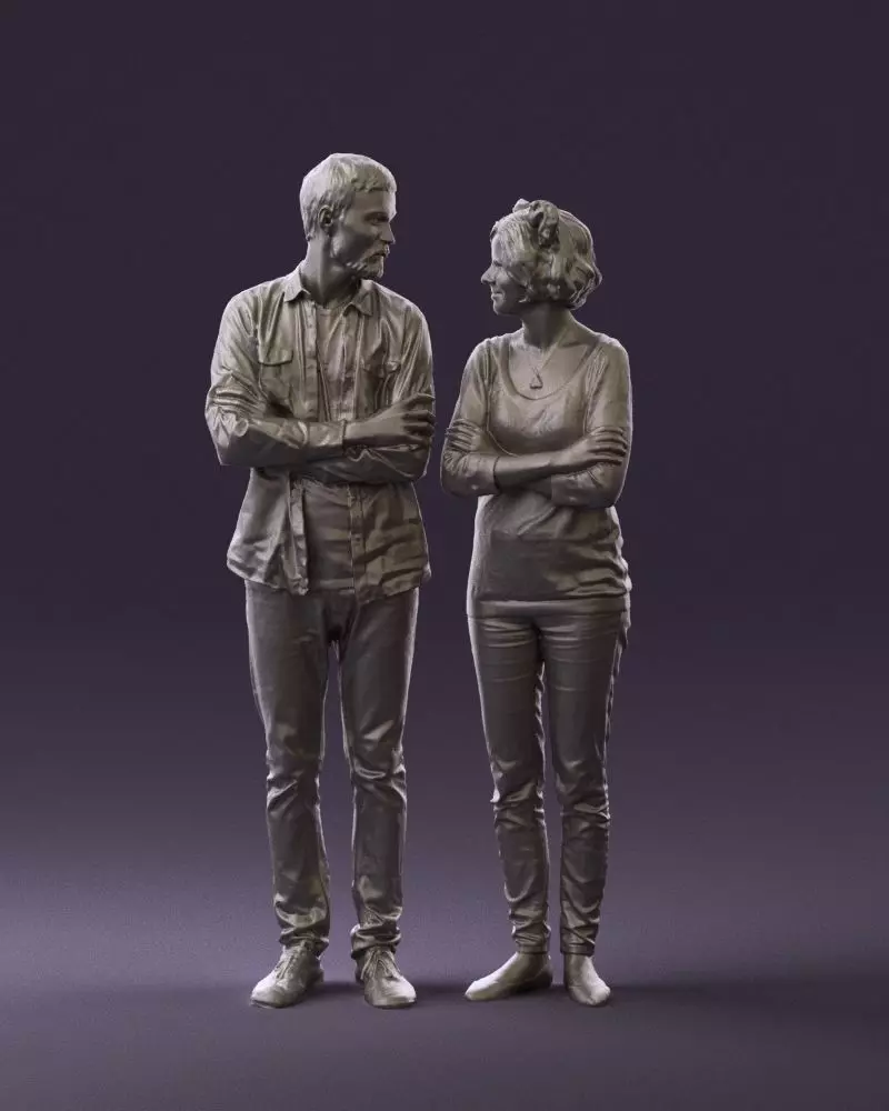 002179 Couple with Animal Ear Headbands 0789 STL Miniature 3D print model