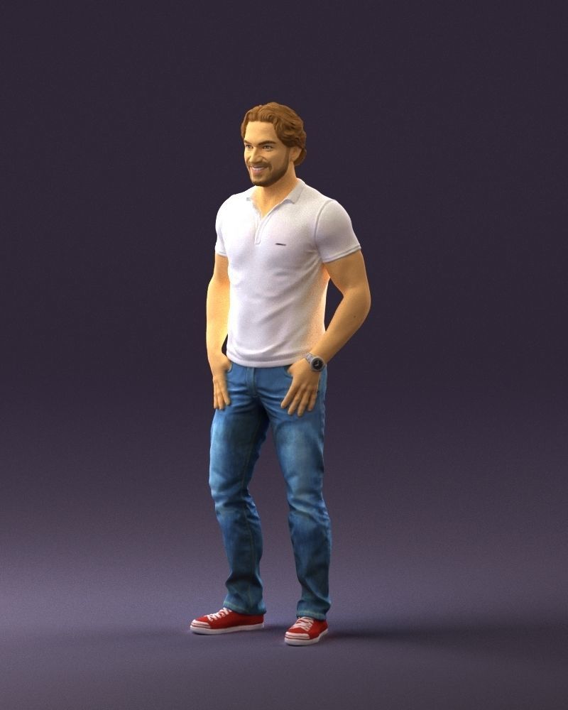 Smiling man in white polo 0790 3D Print Ready 3D print model_21