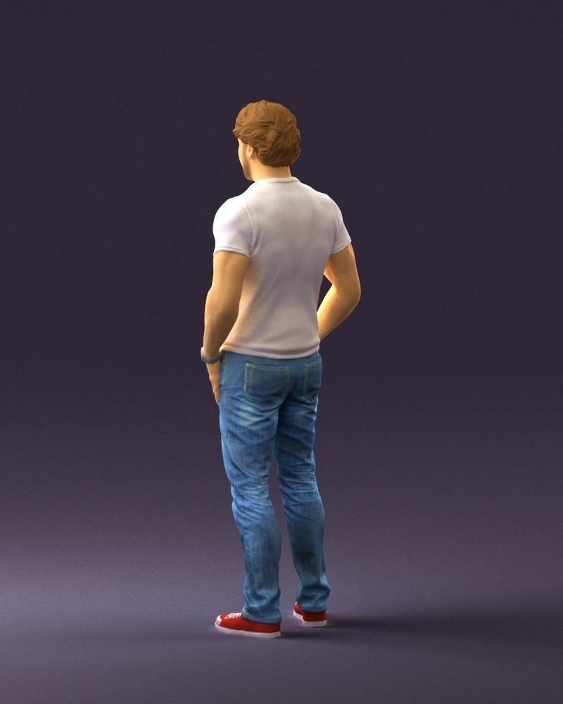 Smiling man in white polo 0790 3D Print Ready 3D print model_15