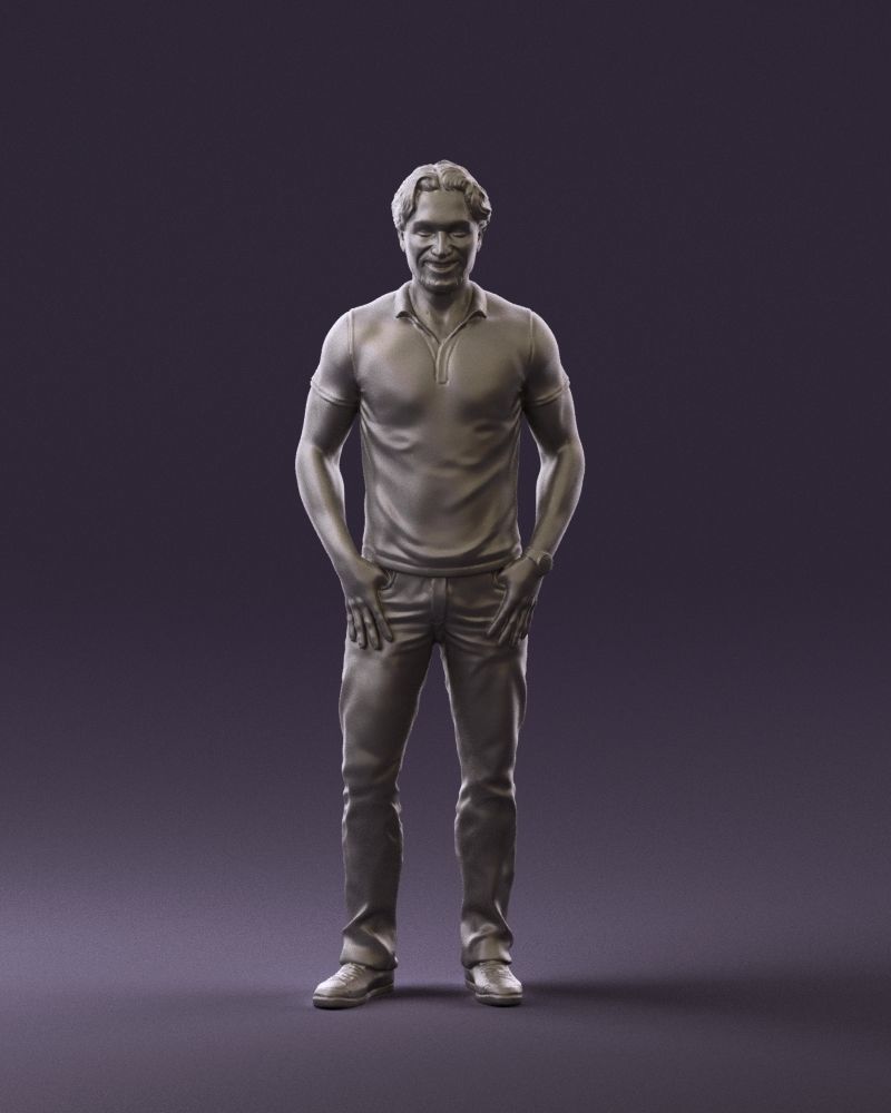Smiling man in white polo 0790 3D Print Ready 3D print model_2