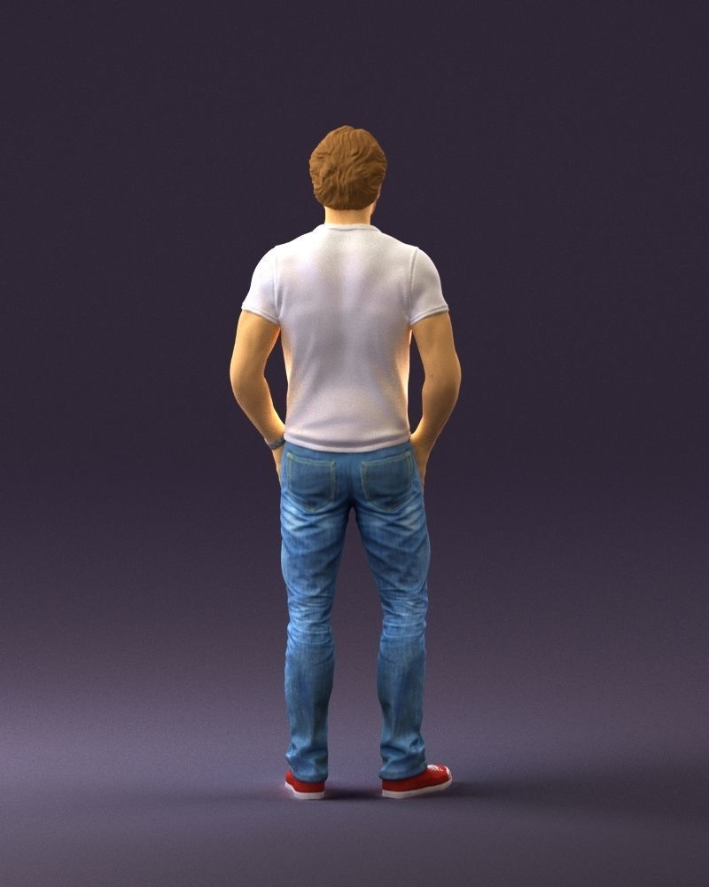 Smiling man in white polo 0790 3D Print Ready 3D print model_13