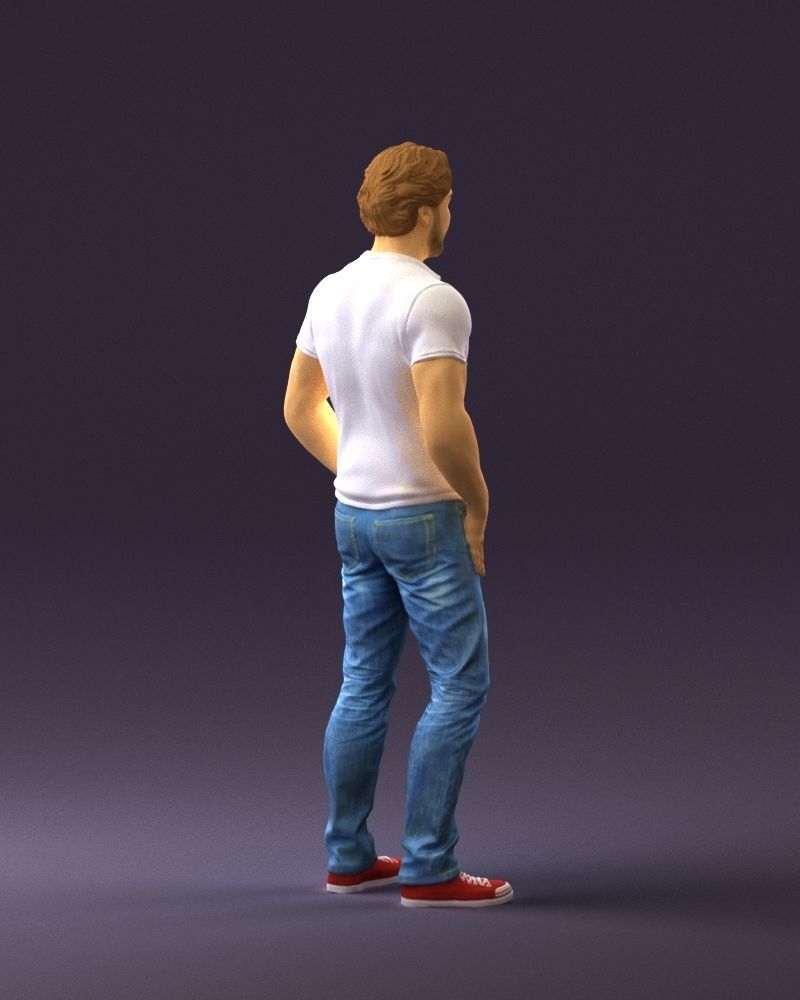 Smiling man in white polo 0790 3D Print Ready 3D print model_11