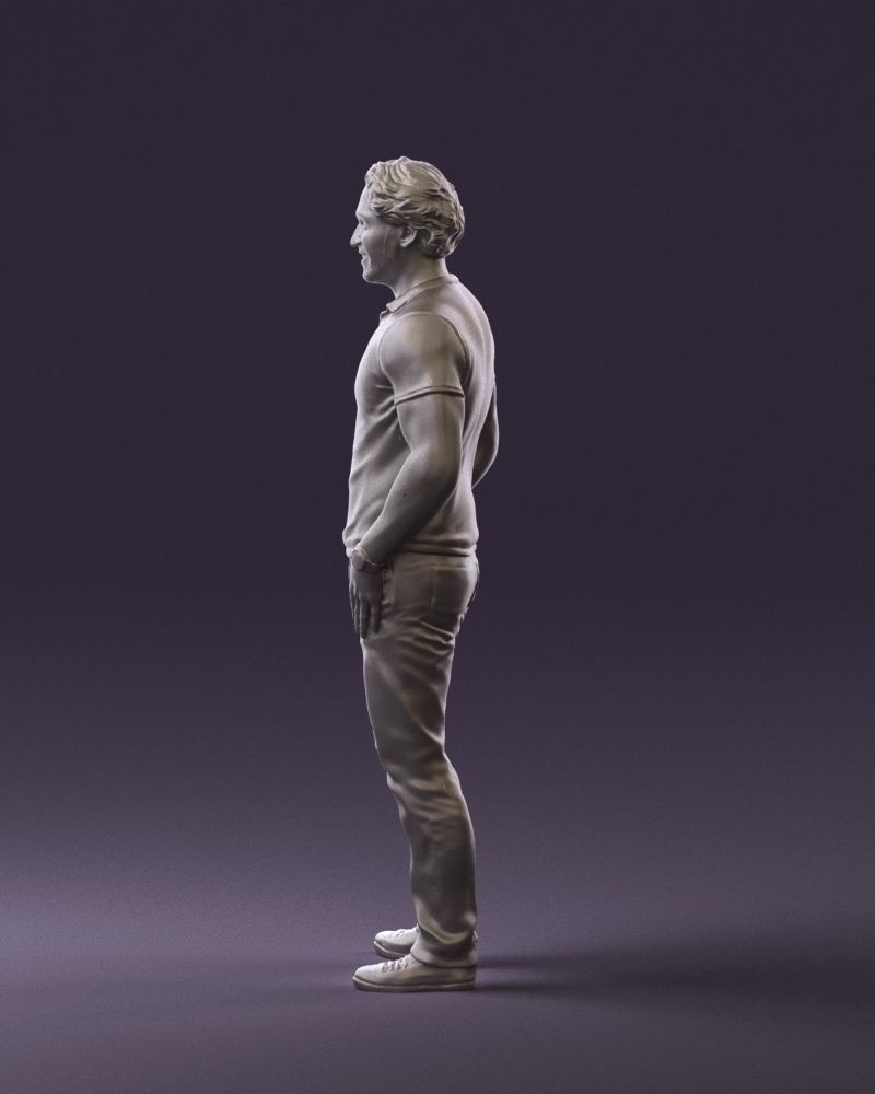 Smiling man in white polo 0790 3D Print Ready 3D print model_16