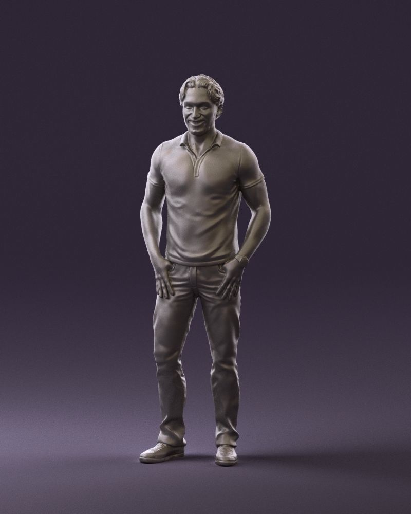 Smiling man in white polo 0790 3D Print Ready 3D print model_22