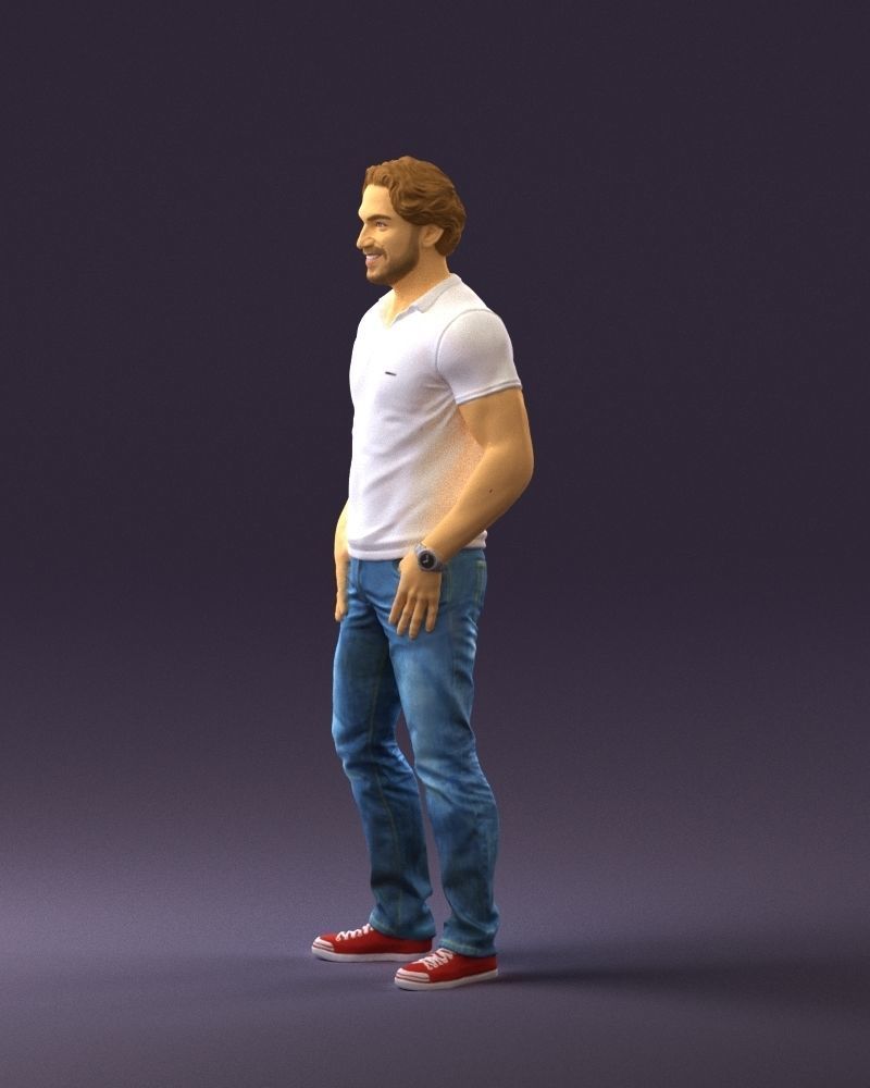 Smiling man in white polo 0790 3D Print Ready 3D print model_19