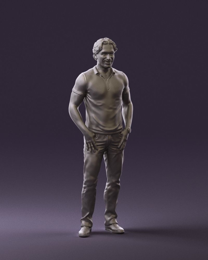 Smiling man in white polo 0790 3D Print Ready 3D print model_4