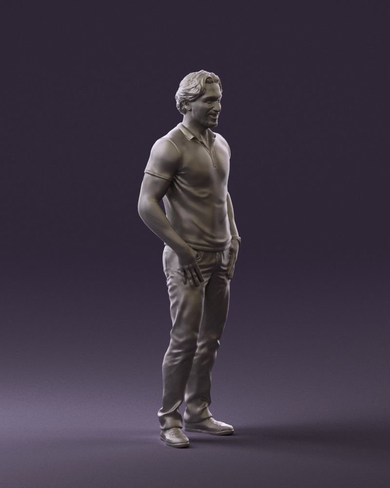 Smiling man in white polo 0790 3D Print Ready 3D print model_6