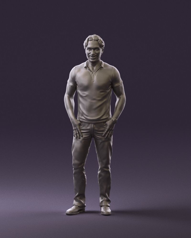 Smiling man in white polo 0790 3D Print Ready 3D print model_24