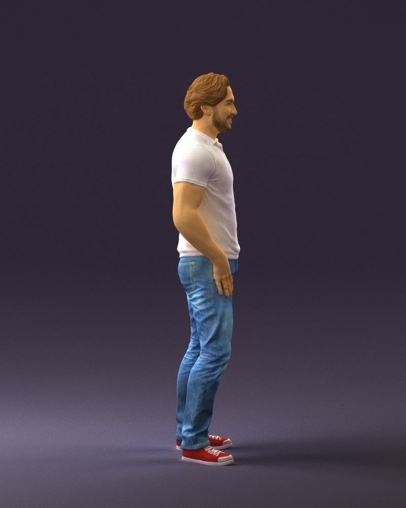 Smiling man in white polo 0790 3D Print Ready 3D print model_9