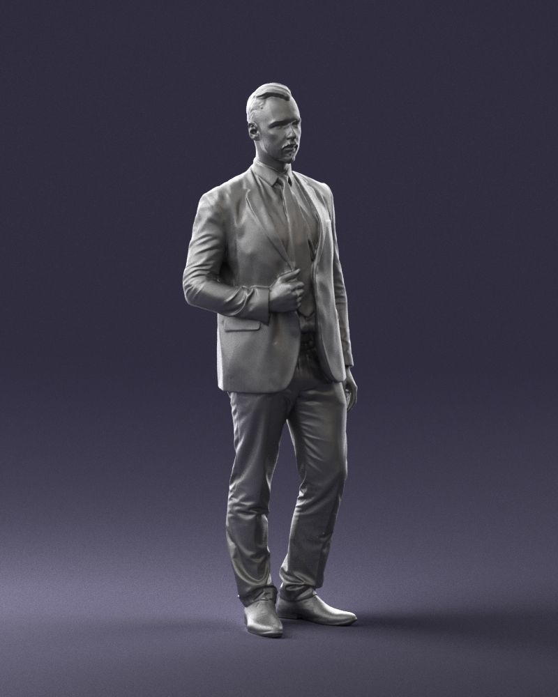 Man in a blue business suit 0298 3D model_7