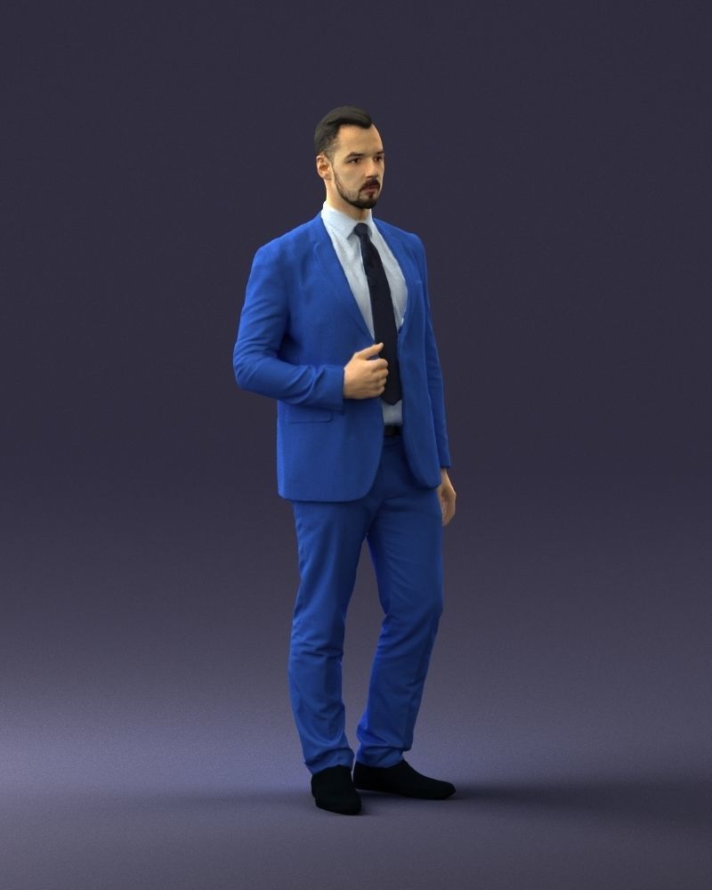 Man in a blue business suit 0298 3D model_6