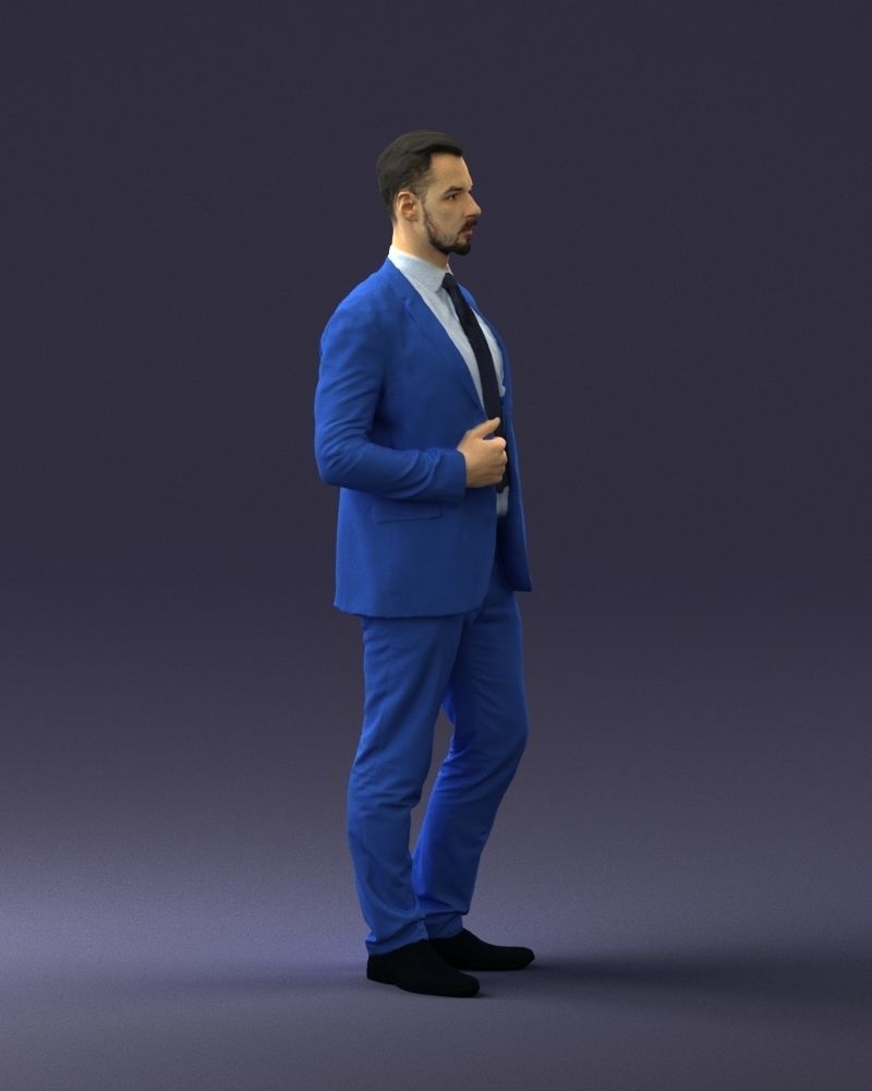 Man in a blue business suit 0298 3D model_9