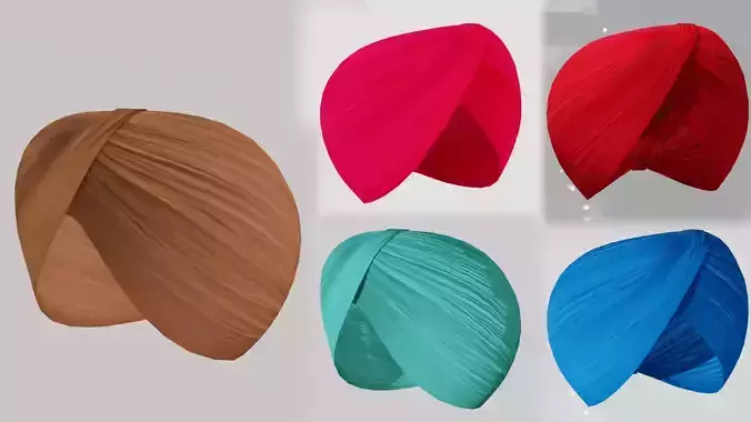 Realistic Punjabi Sikh Turban with 5 Different colors 3D model