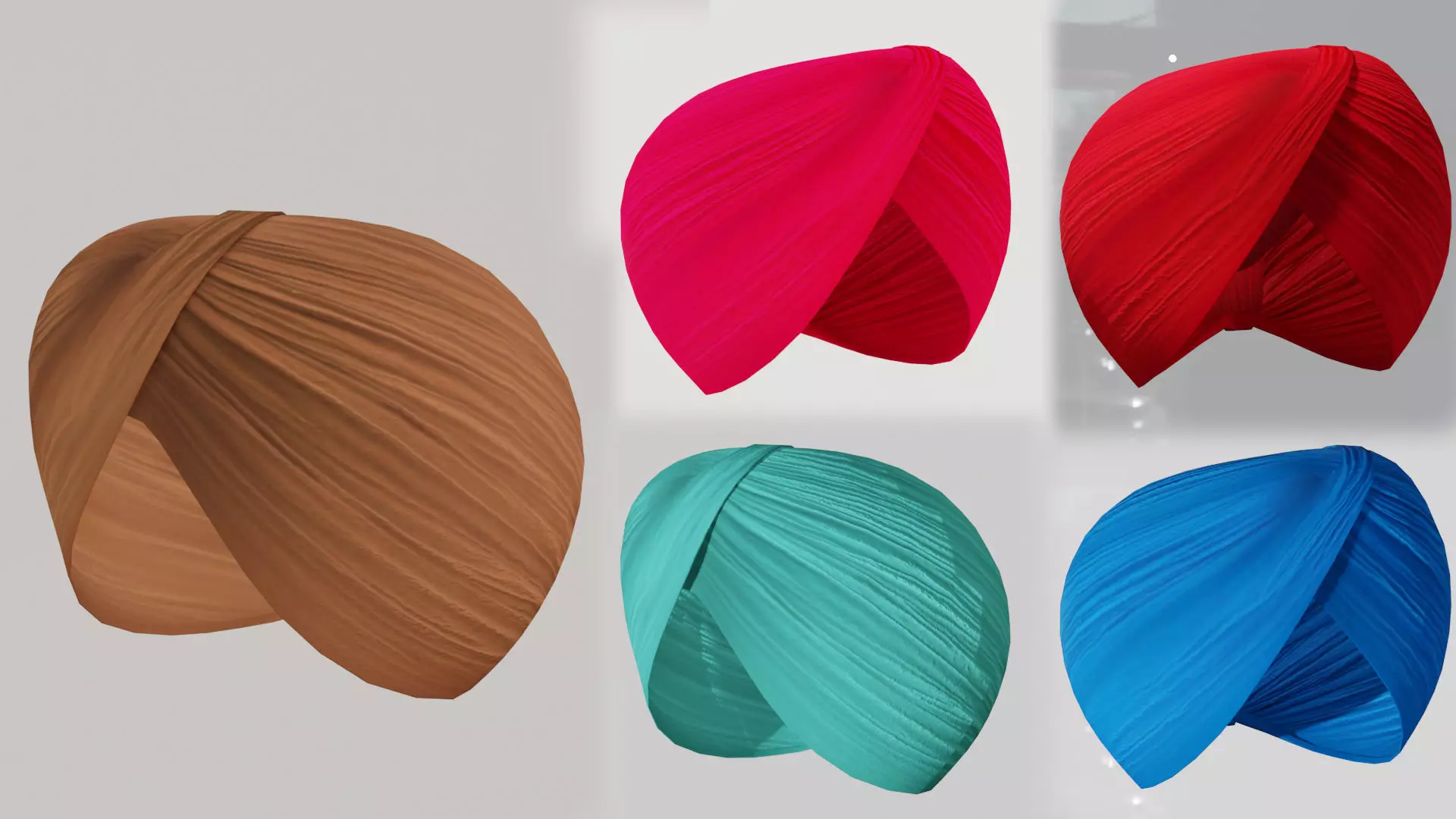 Realistic Punjabi Sikh Turban with 5 Different colors 3D model_0