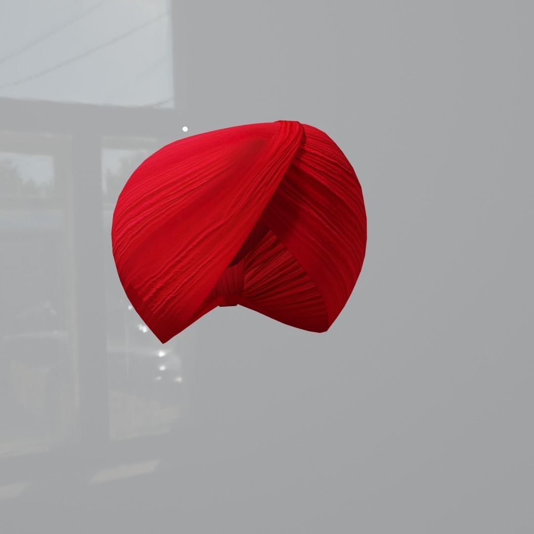 Realistic Punjabi Sikh Turban with 5 Different colors 3D model_4