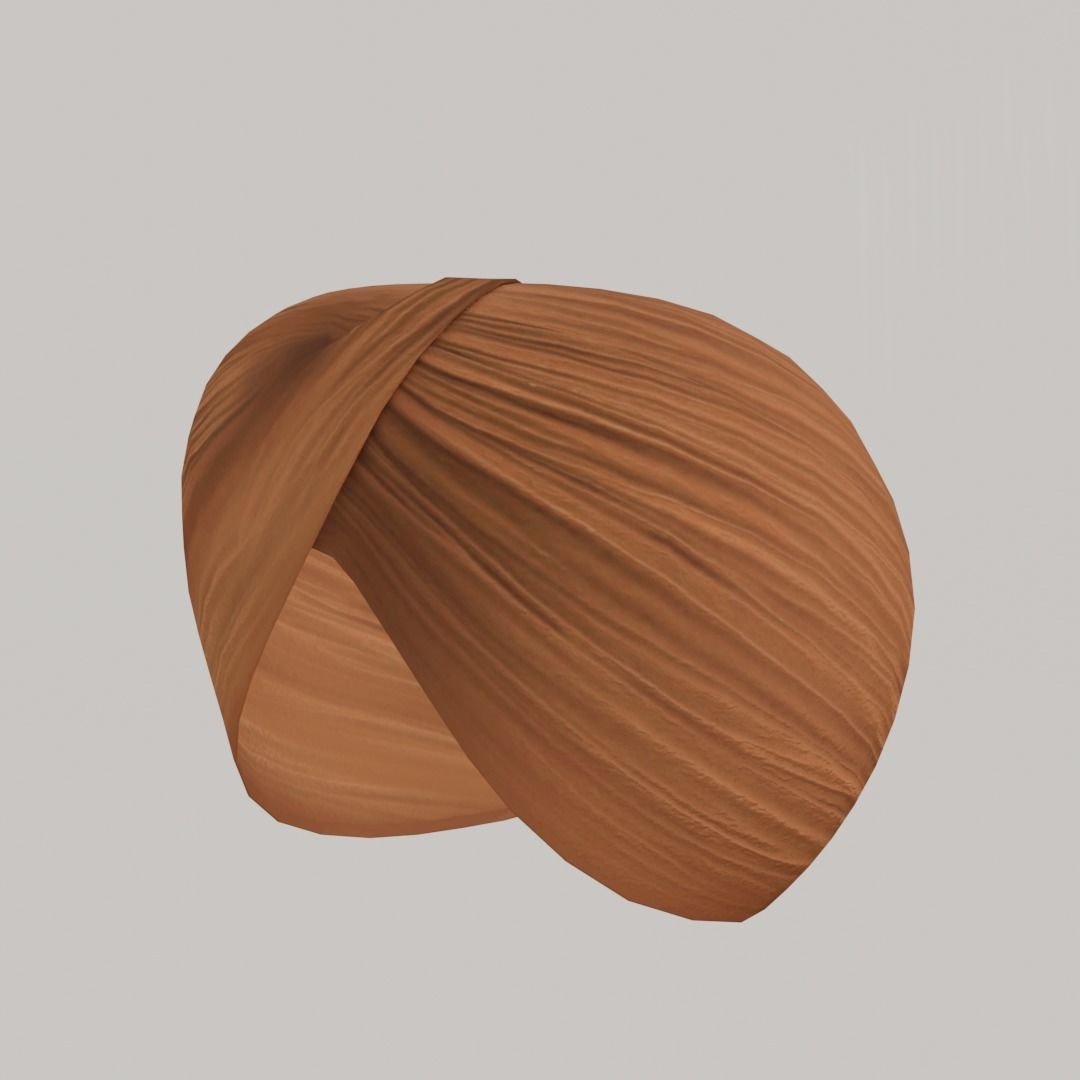 Realistic Punjabi Sikh Turban with 5 Different colors 3D model_2