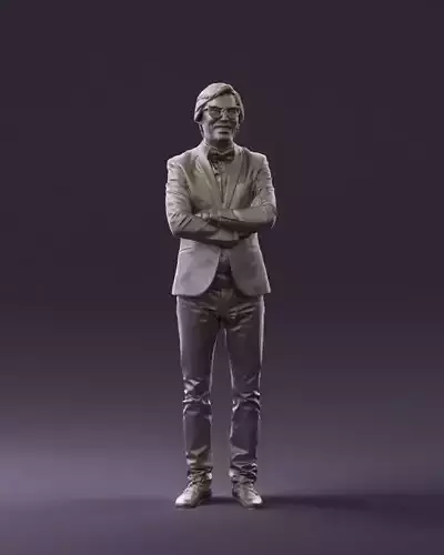 Man in glasses cozy beard cross hands 0802 3D Print Ready