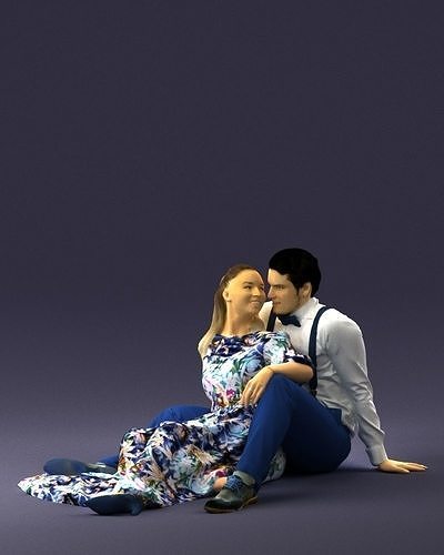 Sitting couple in love 0242 3D Print Ready 3D print model
