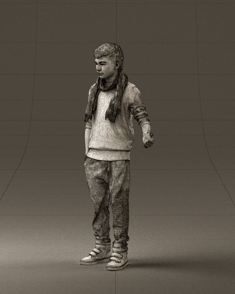 Jumior in red sweater and scarf 0810 3D model_29