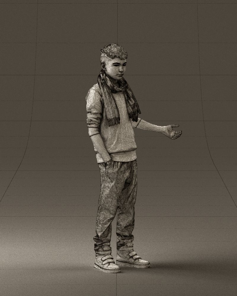 Jumior in red sweater and scarf 0810 3D model_8