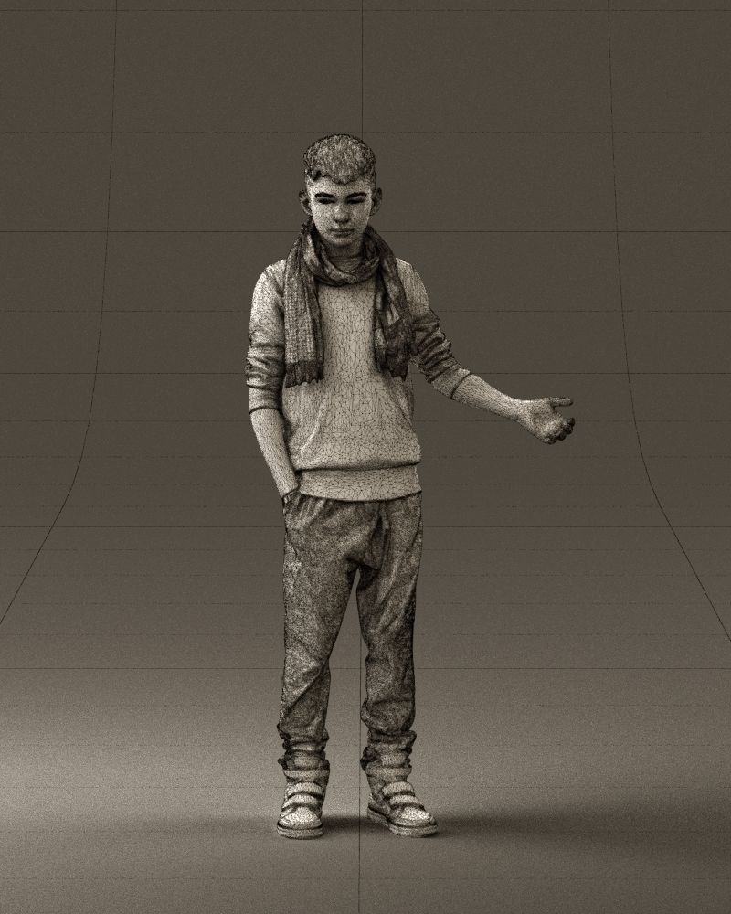 Jumior in red sweater and scarf 0810 3D model_35