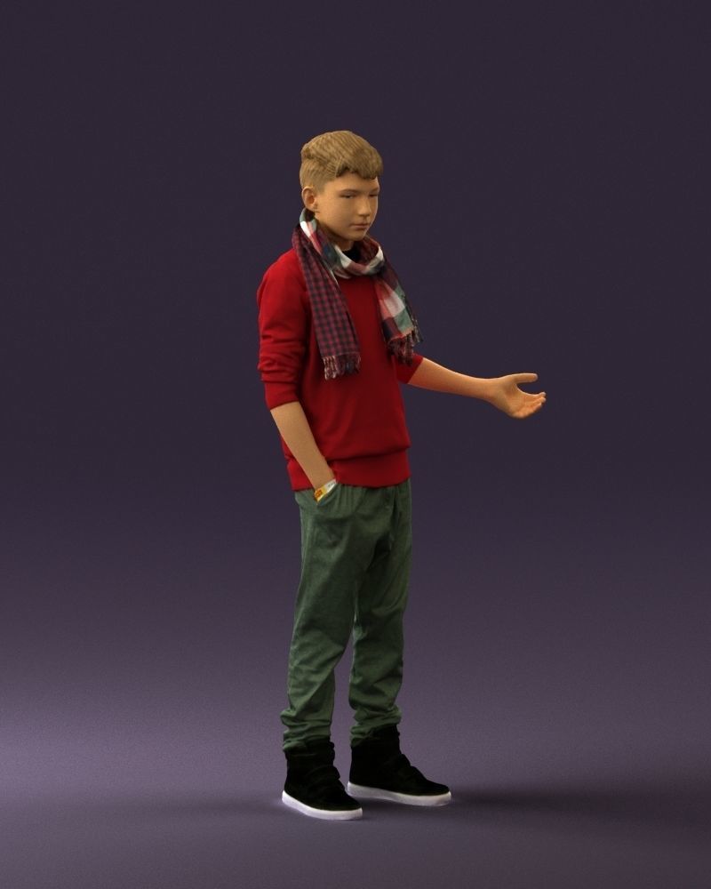 Jumior in red sweater and scarf 0810 3D model_6