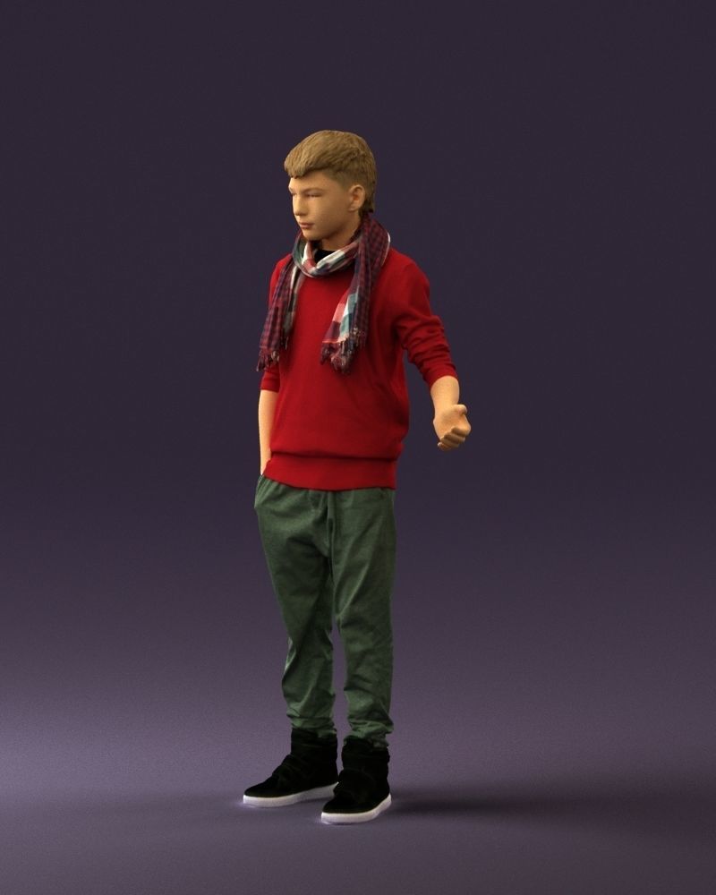 Jumior in red sweater and scarf 0810 3D model_27