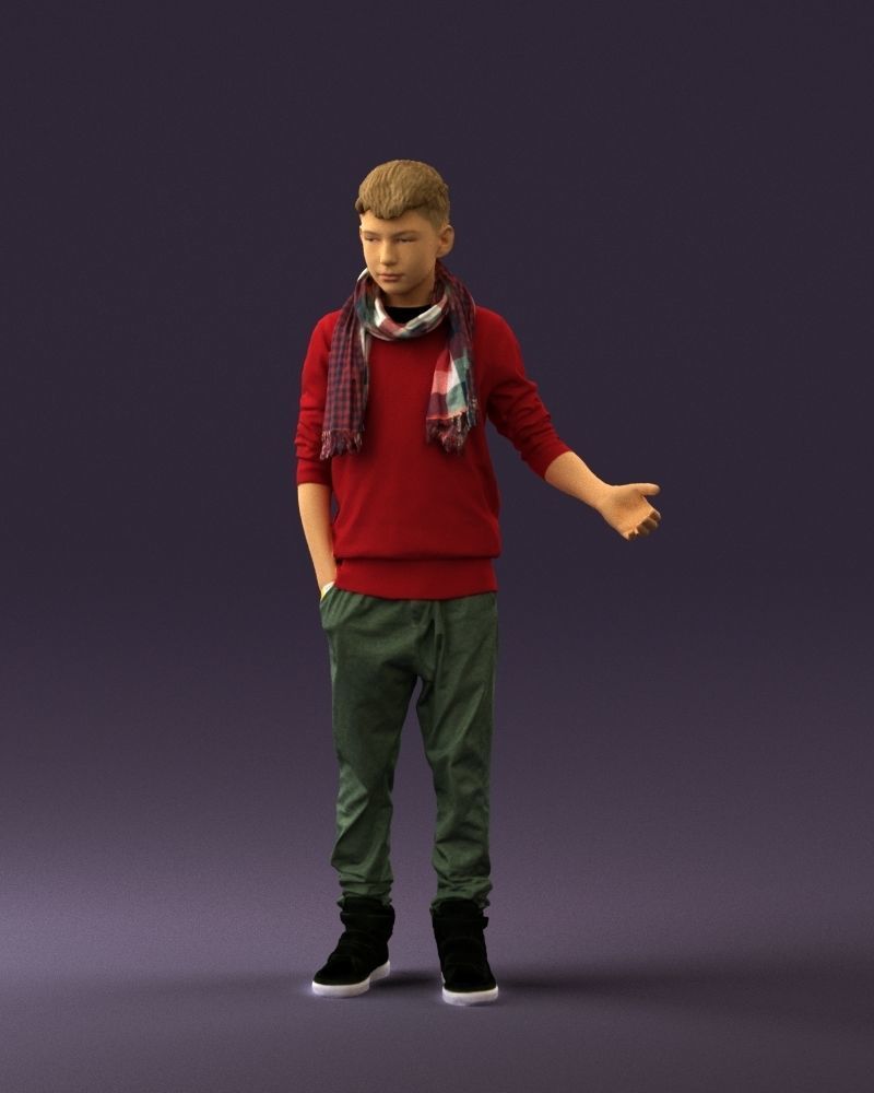 Jumior in red sweater and scarf 0810 3D model_30