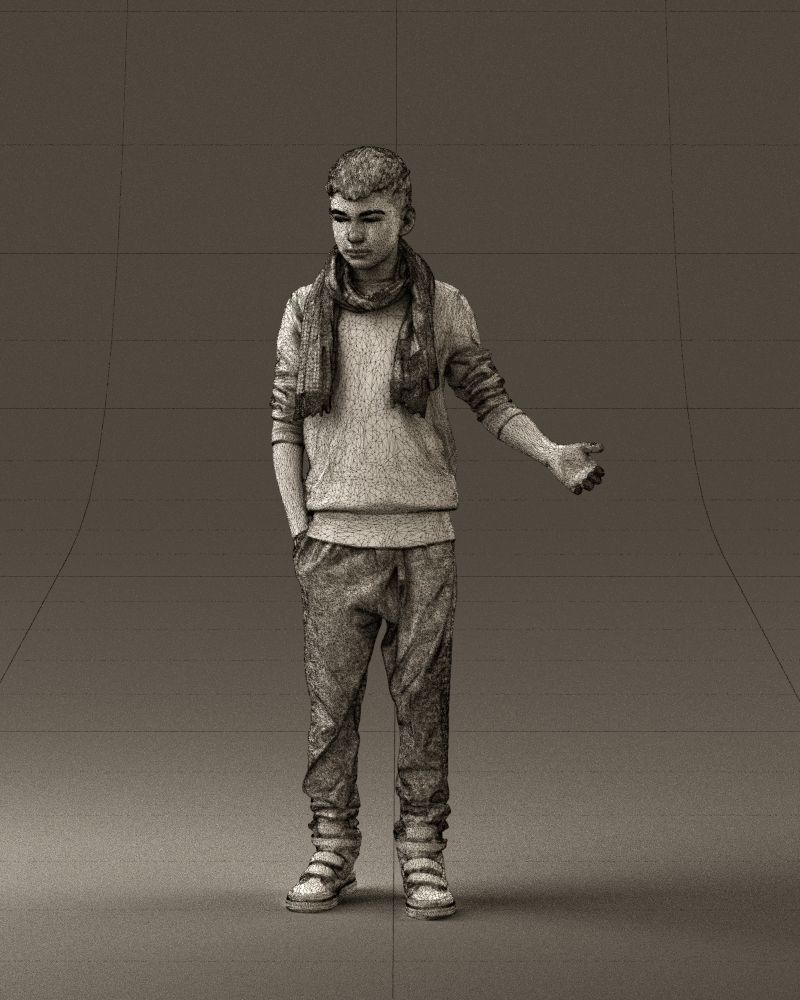 Jumior in red sweater and scarf 0810 3D model_32