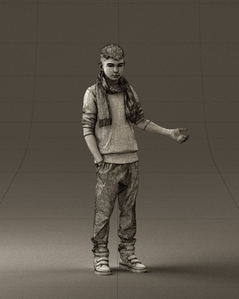 Jumior in red sweater and scarf 0810 3D model_5