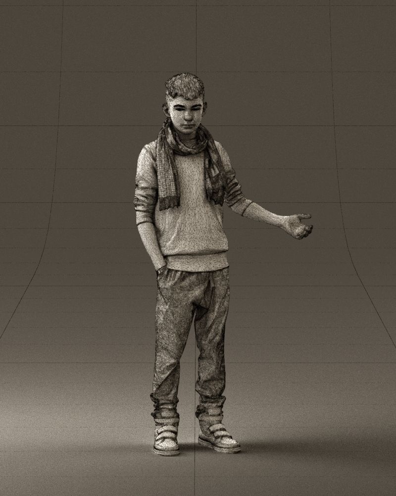 Jumior in red sweater and scarf 0810 3D model_2