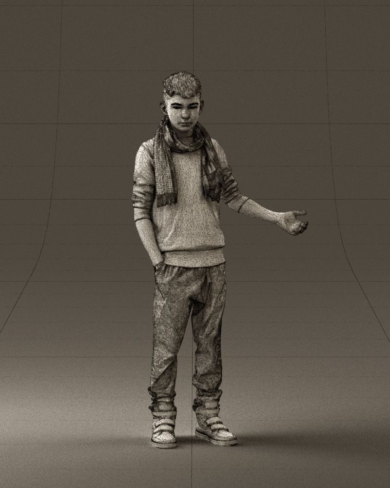 Jumior in red sweater and scarf 0810 3D model_38