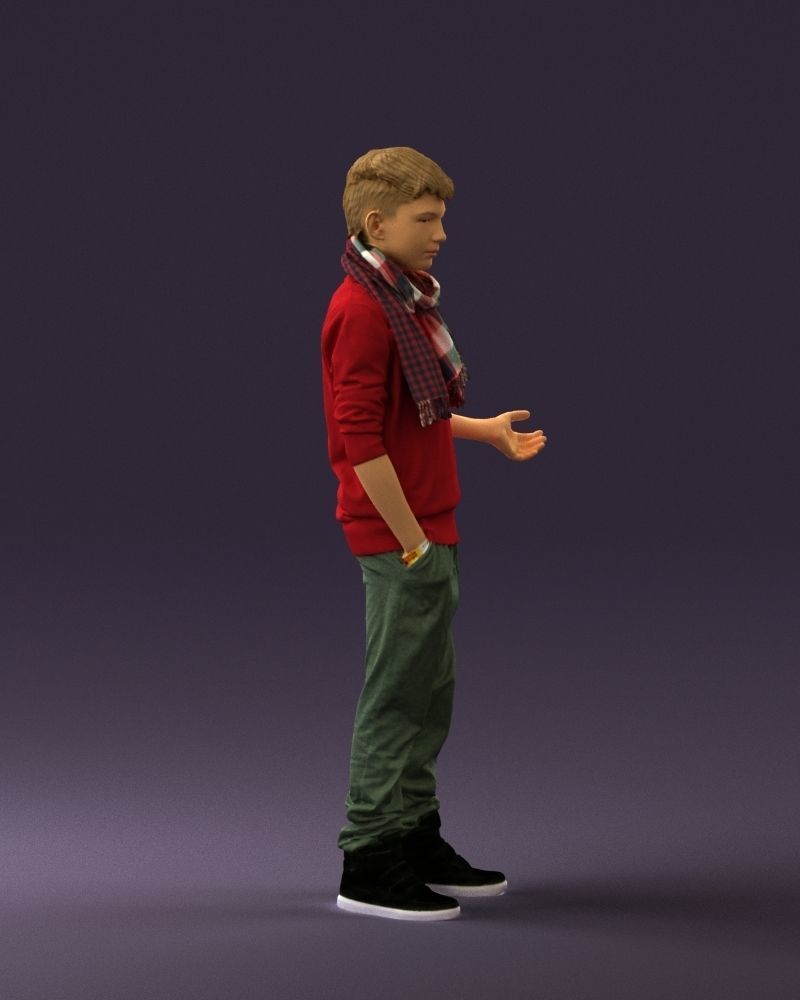 Jumior in red sweater and scarf 0810 3D model_9