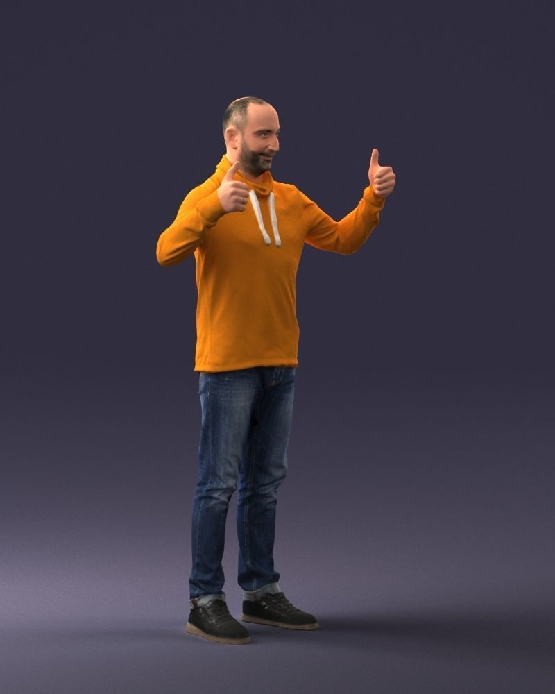 000087 Cheerful Man Giving Thumbs Up 3dp 3D print model_9