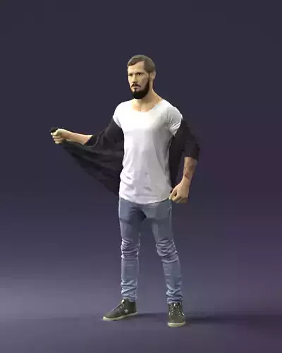 000199 Bearded Man Taking Off Jacket 1024 3dp 3D print model