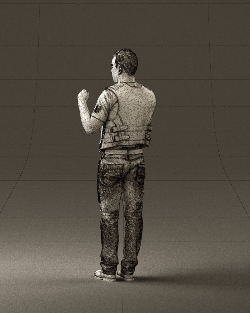 Man in black vest boxer pose 0814 3D model_23