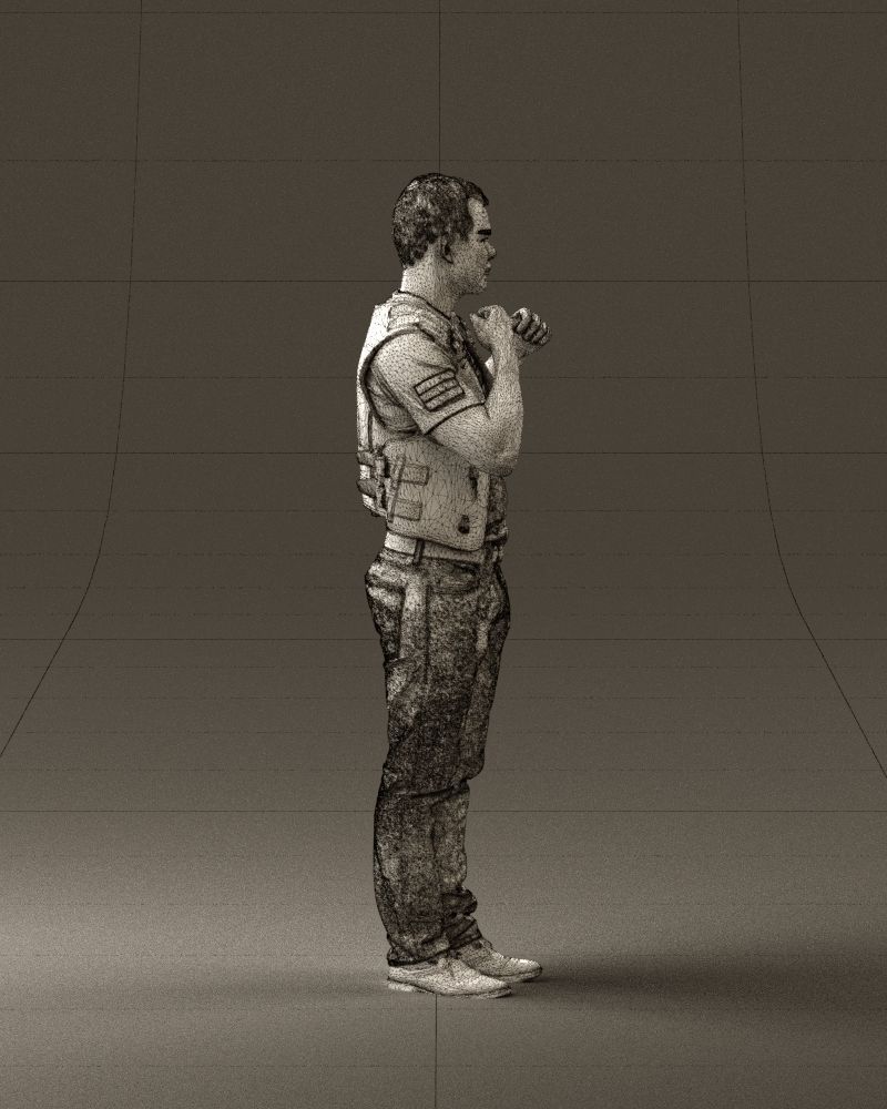 Man in black vest boxer pose 0814 3D model_14