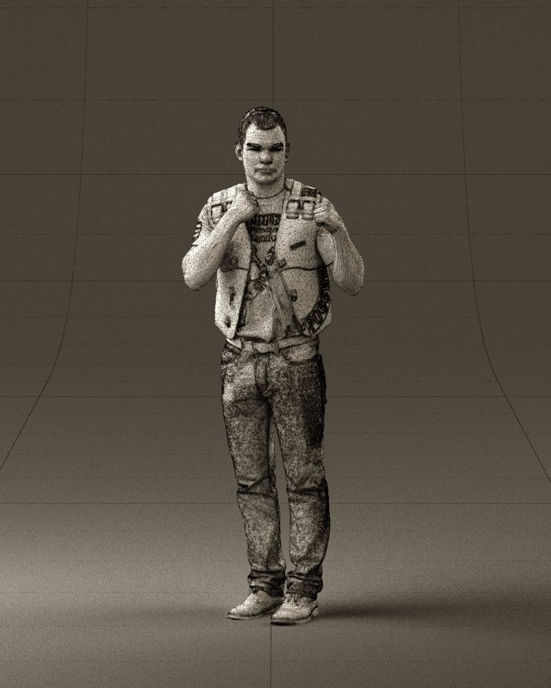 Man in black vest boxer pose 0814 3D model_35