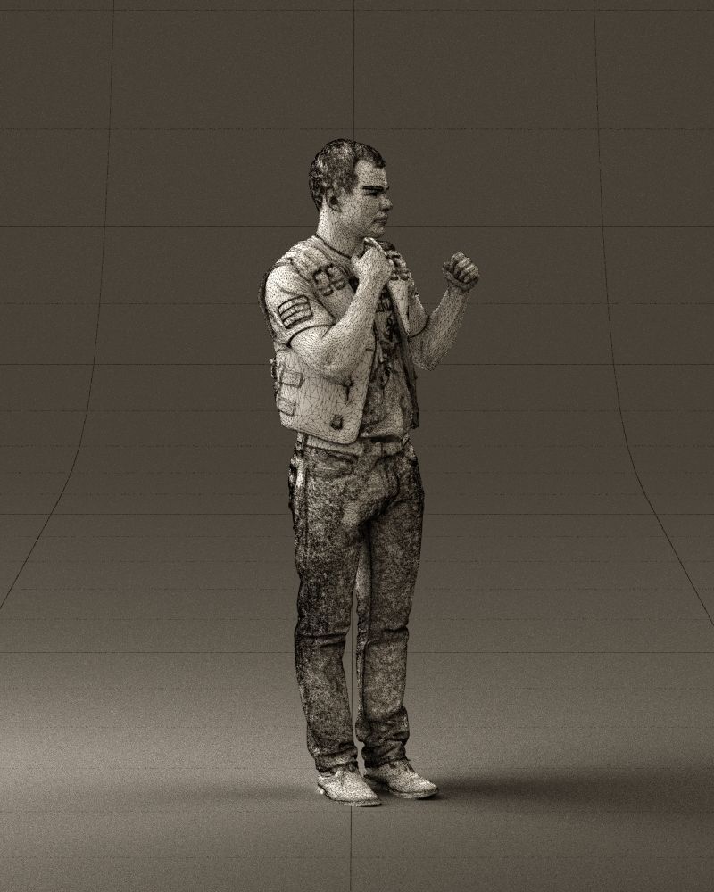 Man in black vest boxer pose 0814 3D model_11