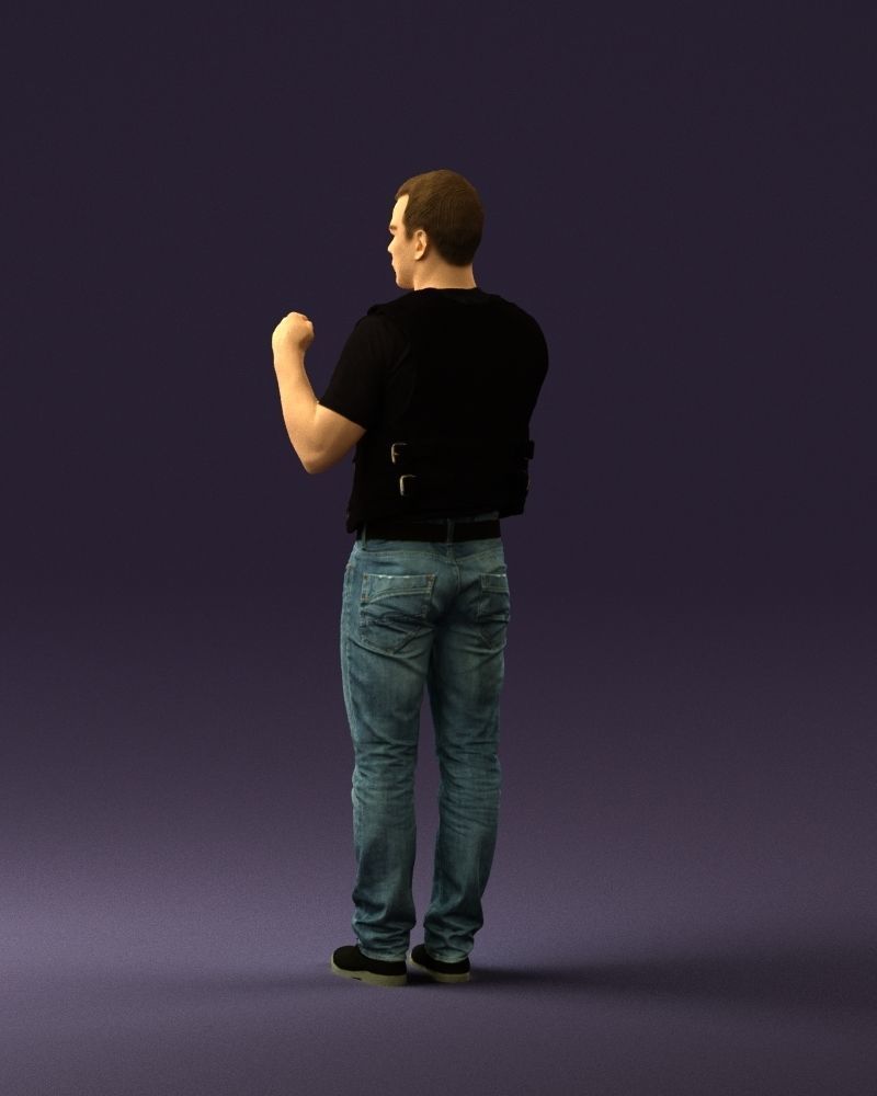 Man in black vest boxer pose 0814 3D model_21