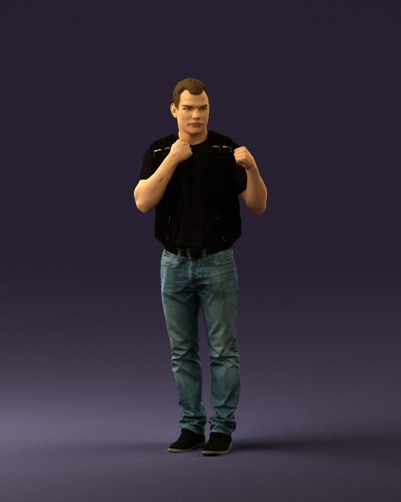 Man in black vest boxer pose 0814 3D model_36