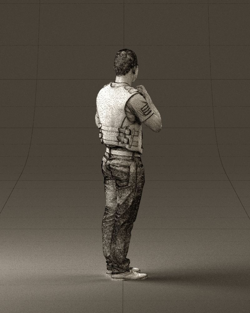 Man in black vest boxer pose 0814 3D model_17