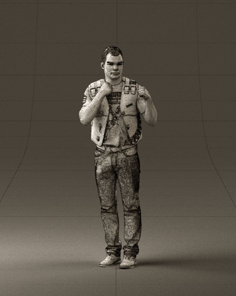 Man in black vest boxer pose 0814 3D model_38