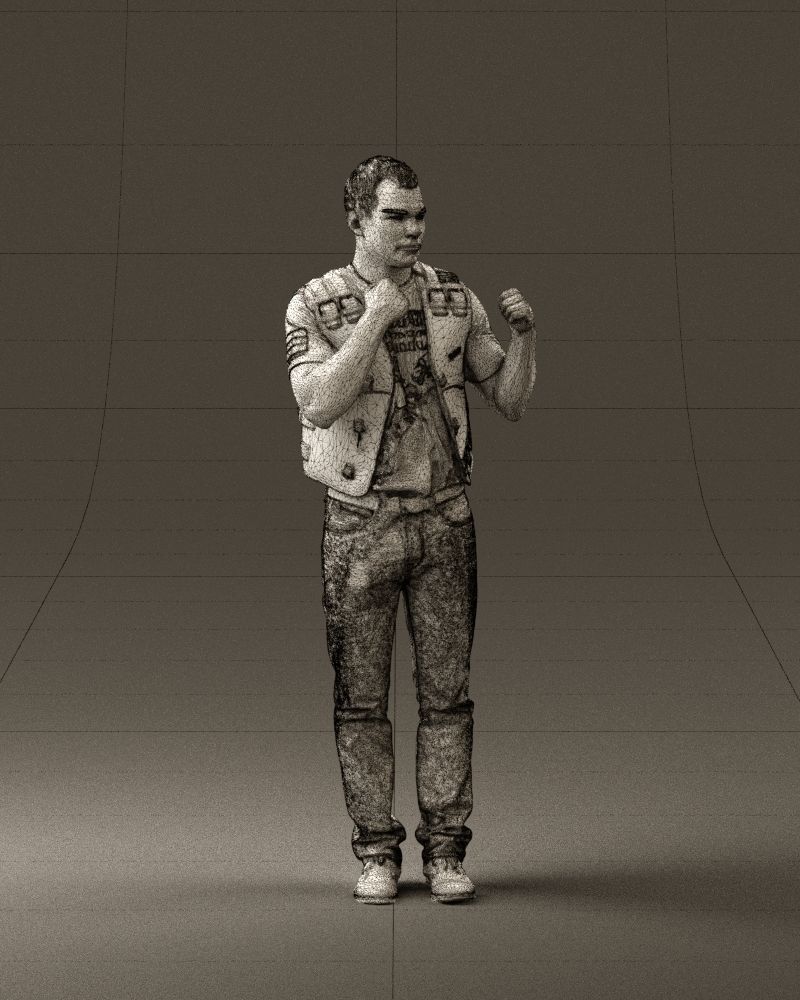 Man in black vest boxer pose 0814 3D model_8