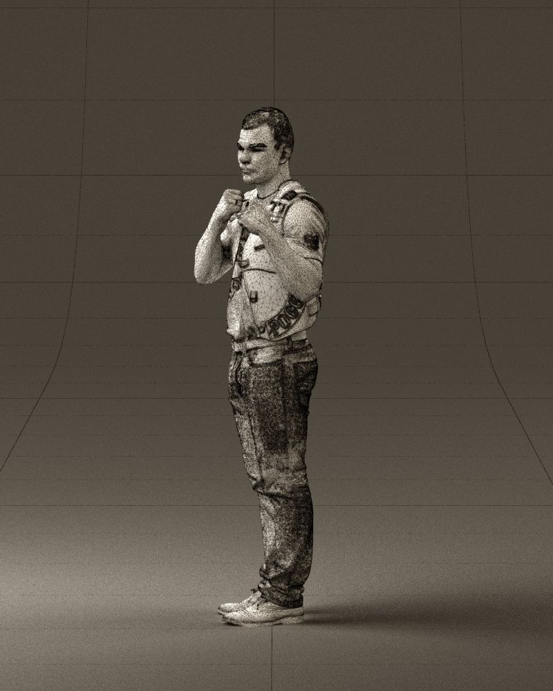 Man in black vest boxer pose 0814 3D model_29