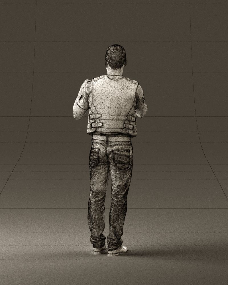 Man in black vest boxer pose 0814 3D model_20