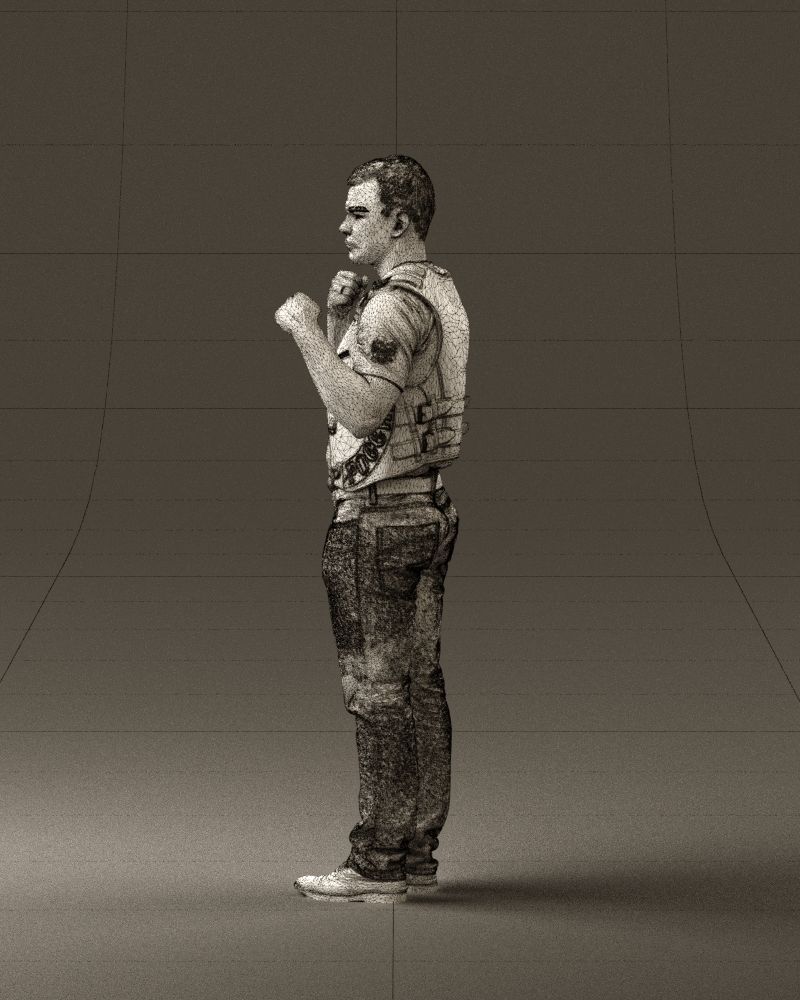 Man in black vest boxer pose 0814 3D model_26