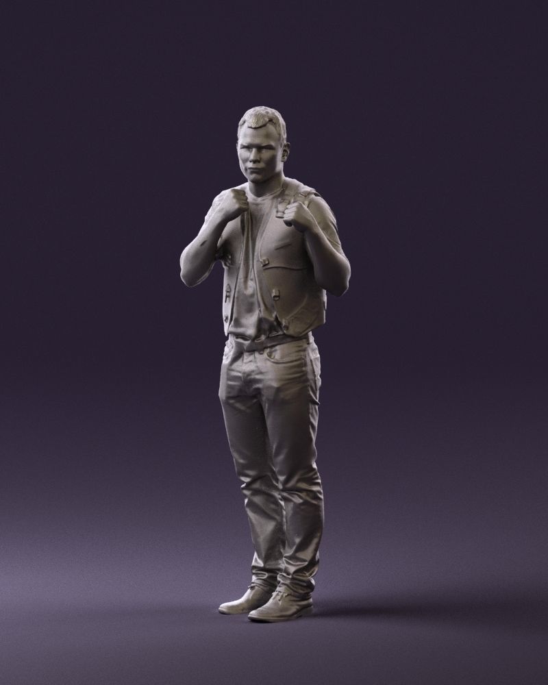 Man in black vest boxer pose 0814 3D model_31