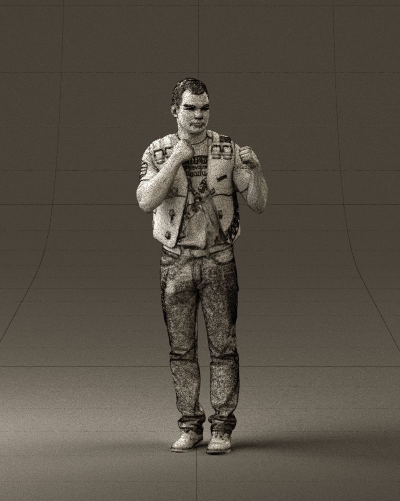 Man in black vest boxer pose 0814 3D model_5